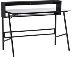 Medina Somerset Bureau met Planken - Zwart, Grijs - Staal, Spaanplaat, Glas - cm x 45,27 cm x 35,43 cm