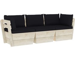 Medina Tuinbank 3-zits met kussens pallet vurenhout