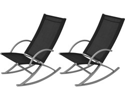 Medina Tuinschommelstoelen 2 st staal en textileen zwart