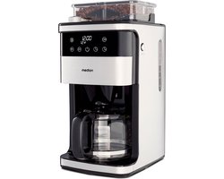 MEDION koffiezetapparaat met maler en glazen kan (1,5 liter, max. 12 kopjes, 8 maalinstellingen, max. 1050 watt, 24-uurs timer, LED-display, druppelstop, permanent filter, MD19899)
