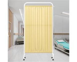Medisch kamerscherm, opvouwbaar, draagbaar, 1,8 m hoog, beschermende wand met wieltjes, voor schoonheidssalon, kantoor of praktijk (donkerblauw, 2 panelen, geel, 1 paneel)