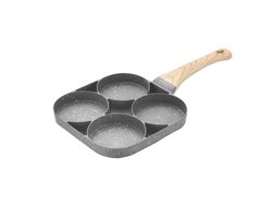 Medische Steen Viergaten Pannenkoekenpan - Antiaanbaklaag Platte Bodem - Mini Koekenpan Ontbijtpan Keukenaccessoire - Dual Use + Kleurdoos - 24 cm - 1 Stuk