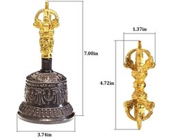 Meditatie Klok - Rituele Bel - Spirituele Oefening - Zuiver Geluid - 18 cm Hoog - Koperkleurig