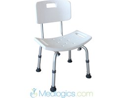 Medlogics.com Douchekruk met Rugleuning - Badkamer kruk - Douche stoel - in hoogte verstelbaar - antislip - lichtgewicht