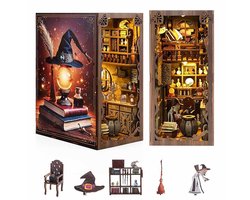 Meedeer DIY Book Nook Kit-3D houten puzzel boekensteunen-DIY miniatuur poppenhuis kit- Magische Nacht Thema-Booknook modelbouwset met meubels en led-licht-houten modellen om te bouwen voor volwassenen