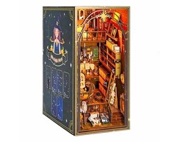 Meedeer DIY Magic Book Nook Kit- Mira Magisch huis-DIY miniatuur poppen huis- met LED-licht en meubels - doe-het-zelf houten poppenhuis kit -puzzel huis model bouwsets, thuis, boekenplank decor