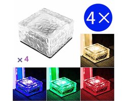 Meedeer Grondspot(4 stuks Maat L ) - Solar Ice Cube LED-Licht-solar Tuinverlichting op zonne energie-Kleur licht - Brick light - IP68 - (Size : 10cm X10cm X5.5cm)