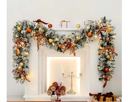 Meedeer Guirlande met verlichting-Kerstslinger-Kunstkerst-2.70 meter-50 led kerstslinger-guirlande kerst-kerstguirlande-50 led-dennenslinger-binnen en buiten-Voor open haard-Trap-Wintervakantie-Nieuwjaar-kerstdecoratie