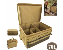 Meedeer Opvouwbare Opbergbox 70L met Deksel-Camping opbergkist-Opvouwbare organizer met Handvat–Multifunctionele ruimte-Voor Camping, Auto,Thuis (58*40*30cm)