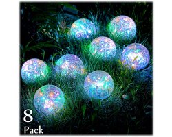 Meedeer Solar Tuinverlichting-Led-Tuinverlichting op zonne energie (8stuks)- Glazen bol gazon - breukglaslook - Kleurlicht - LED-zonnelamp -stoep buitenlamp - nachtlichtje decor tuinlamp - geleide nachtlamp scheur -Buiten licht glazen lamp
