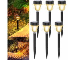Meedeer Solar tuinverlichting-Tuinlampen-Grondverlichting(6 stuks)-Geel licht-Projectielamp Tuinverlichting Op Zonne Energie-Gazonlamp-ABS-8 Uur Buiten Verlichting - Waterdicht - IP65 Waterdicht - Voor Tuin,buiten, balkon