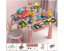 Meedeer Speeltafel voor Kinderen-150 Bouwblokken-Kindertafel met Bouwspeelgoed-Bouwtafel-Bouwstenen-Met stoel en 4 opbergdozen
