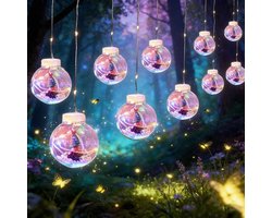 Meedeer Verlichte kerstbal-met LED lichtjes-3M-10 lampens-Kerstbal String Lights-Kerst LED Raamdecoratie Verlichting-Lichtsnoer Kerstballen Santa LED Verlichting Decoratieve Globe Lantaarn Draad voor Feest Bruiloft Kerst Decor(Gekleurd)