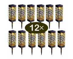 Meedeer Vierkante gazonlamp(12 stuks) -Solar Grondspots- Padverlichting-Tuinverlichting-auto-sensing zonne-tuinpad lichten - warm wit - waterdichte gazon lamp - holle vierkante grondlamp - creëren tuin sfeer
