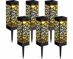 Meedeer Vierkante gazonlamp(6 stuks) - Tuinlampen-auto-sensing zonne-tuinpad lichten - warm wit - waterdichte gazon lamp - holle vierkante grondlamp - creëren tuin sfeer