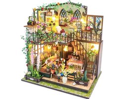Meedeer XL Modelbouw,Miniatuur bouwpakket,DIY Miniatuur Huis,Modeltuinhuisje met meubels en ledlamp,Poppenhuis Kit ,3D-puzzel, doe-het-zelf, voor boekenkast, miniatuurhuisje, voor volwassenen, decoratie