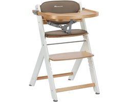 Meegroeikinderstoel Hout - Kinderstoel met kussen - Aan tafel zitten - Verstelbaar en uitbreidbaar - 80 cm hoog - Licht Hout