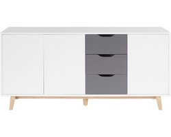 Meera | Dressoir met 3 deuren/3 laden in wit antraciet