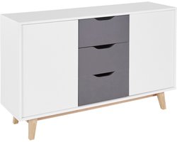 Meera|Dressoir met 2 deuren en 3 laden in Wit / Antraciet