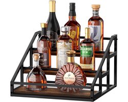 Meerlaags drankfles display rek voor whisky en sterke drank, retro muurplank voor muur of kast