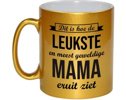 Meest geweldige mama eruitziet - cadeau koffiemok - theebeker - goud kleurig - 330 ml - verjaardag / Moederdag - cadeau tekstmokken