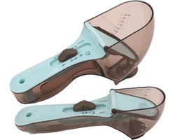 Meet lepel-2 stuks-verstelbare dosering-maatlepel set-maatschep-plastic lepel-met schaal-keukengereedschap-geschikt voor het meten van koffie / melk / maskerpoeder