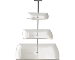 Meets West Etagère, serverplateau, 3 verdiepingen, in cadeauverpakking, porselein, metaal