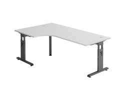 MEGA 82 G | Bureau - Hout 200 x 120 C-Voet Zwart Tafelhoogte I In hoogte verstelbaar Grijs/Grafiet