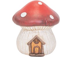 Mega Collection tuinkabouter paddestoel huisje - D27 x H33 cm - decoratieve tuin beeldjes