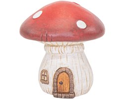 Mega Collection tuinkabouter paddestoel huisje - D30 x H35.5 cm - decoratieve tuin beeldjes