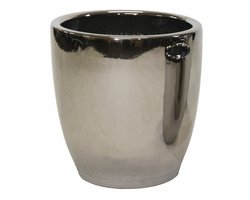 Mega Collections Bloempot Emperor High - rond - zilver - D39 x H42 cm - glans