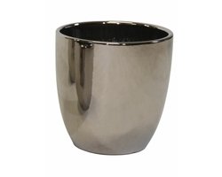 Mega Collections Bloempot Emperor - rond - zilver - D25 x H25 cm - glans