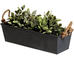 Mega Collections plantenbak/bloembak Recta - balkon/terras - zink - zwart - L44 x D15 X H13 cm