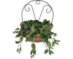 Mega Collections Planten/bloemen mand muurhanger Cuba - rotan - lichtbruin - 32 x 20 x 40 cm - plantenpot voor buiten