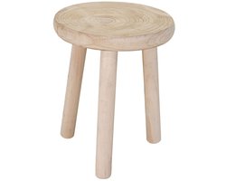 Mega Collections Plantenpot verhoger krukje - naturel hout - D35 x H45 cm - rond - tafeltje