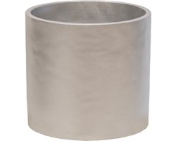 Mega Collections Plantenpot/bloempot - keramiek - zilver - D14 x H13 cm
