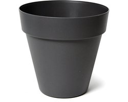 Mega Collections Plantenpot/bloempot - kunststof - zwart - binnen/buiten - D20 x H17 cm