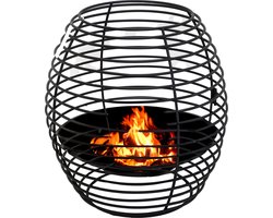 Mega Collections Vuur emmer/vuurkorf Firebasket Spiral - zwart - ijzer - D40 x H40 cm - rond - Vuurschalen - Vuurkorven