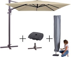MEGA COMBI DEAL! Madison Parasol monaco flex III ecru + voet + hoes