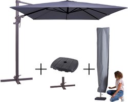 MEGA COMBI DEAL! Madison Parasol monaco flex III safier blue + voet + hoes