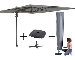 MEGA COMBI DEAL! Madison Parasol Saint-Tropez grey + voet + hoes
