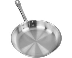 Mega-M Professionele Koekenpan - Ø 24 cm - RVS - Sandwichbodem - Geschikt voor Inductie, Gas en Keramisch - Ergonomische Koude Greep - Vaatwasserbestendig