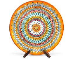 Mehrob Oranje Ø37 cm | Oezbekische Rischtan keramische schaal | Oosterse Ljagan bord handgeschilderd | Ляган MIX Uniek