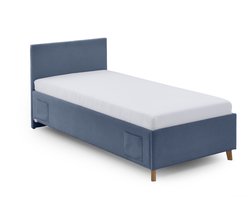 Meise Möbel Cool gestoffeerd bed massief eikenkleurig houten onderstel