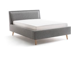 Meise Möbel Frieda bedbodem gestoffeerd bed houten basis massief hoofdbord glad met kussen