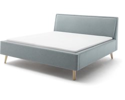 Meise Möbel Frieda gestoffeerd bed massief houten basis hoofdbord glad met kussen