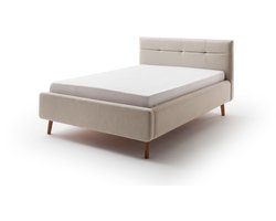 Meise Möbel Lotte gestoffeerd bed houten lattenbodem hoofdbord doorgestikt