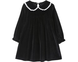 Meisjes Jurk Lange Mouwen A-lijn Fluweel Peter Pan Kraag Voorjaar Herfst Kleding