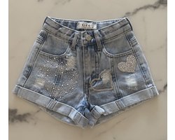 Meisjes korte spijkerbroek, verkrijgbaar in de maten 98/104 t/m 158/164