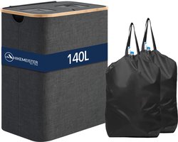 Meisterhome® Flessenmand met flessentas – Statiegeld prullenbak voor lege flessen & blikken – Recycle bak – Afvalscheidingsbak – Statiegeld container - 140L